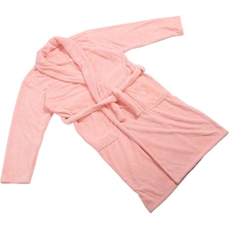 Samtbademantel, langer Plüschbademantel mit Gürtel, Paarbademantel für Damen und Herren, weiche und bequeme Loungewear, 822 g Korallensamt für die Nacht (1/5)