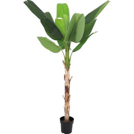 Bananier Artificiel Musa Plante Tropicale Décorative Grandes Feuilles Vertes 190 cm - PANGIVO (1/5)