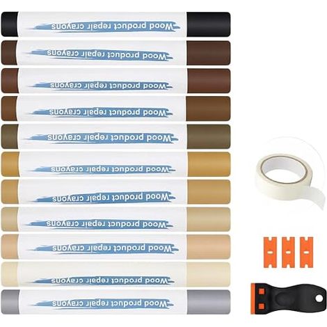 12 Colours Wood Pulp Repair Kits, Complete Repair Kit for Parquet, Wood Paste, Wood Paste for Repairing Scratches, Cracks Holes, Tile Repair Kit (1/5)