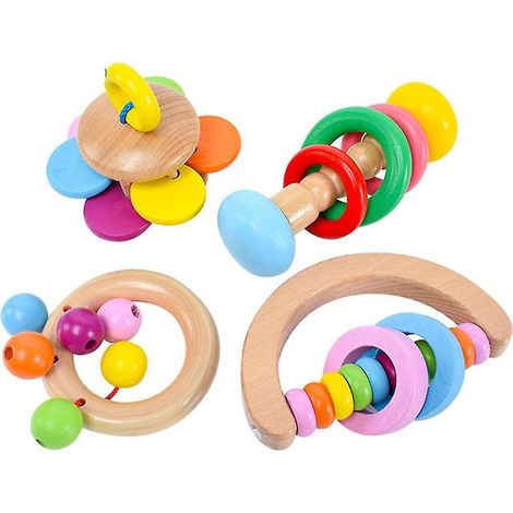 Lot de 4 jouets pour oiseaux en bois naturel, jouets d'entraînement pour perroquets de petite, moyenne et grande taille.