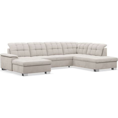 Selsey Jamaal - Wohnlandschaft mit Schlaffunktion und Stauraum, linksseitig, Velours hydrophob, taupe (1/5)