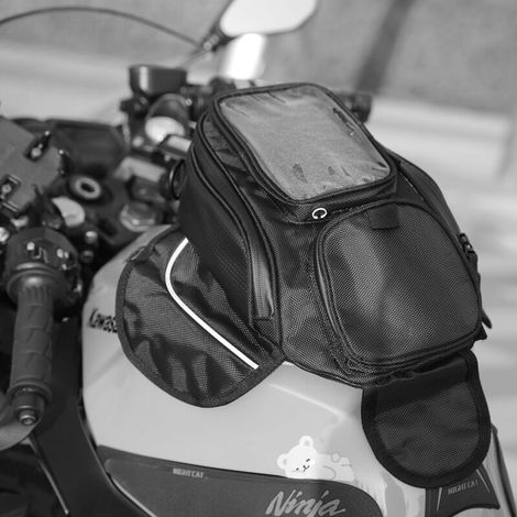 Sac de réservoir de Moto, 1 pièce Sac de Selle de Carburant Tissu Oxford épaissi Noir Universel avec Aimant Puissant étanch (1/3)