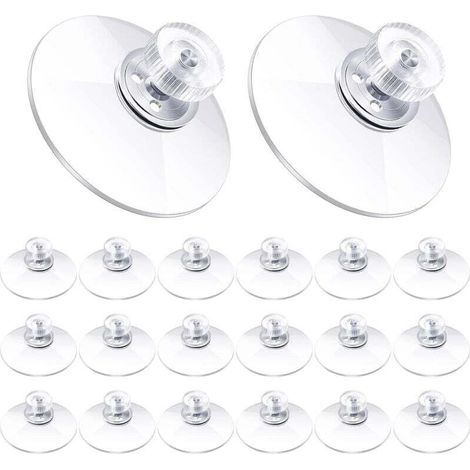 Ventouses en Plastique 40 mm Ventouse en PVC Transparent Support d'Aspiration Adhésif Puissant avec Écrou à Vis pour Tissu d'Ombre de Voiture Porte Verre Fenêtre Salle de Bain (20 Pièces) (1/5)