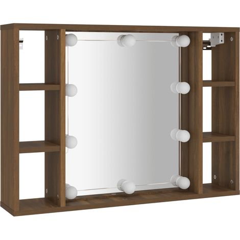 vidaXL Armoire à miroir avec LED Chêne marron 76x15x55 cm