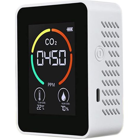 Détecteur de dioxyde de carbone CO2 pour la qualité de l'air, la température et l'humidité, mesure rapide du CO2, blanc