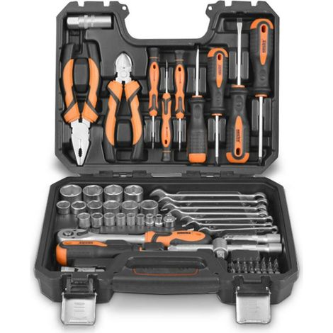Hecht 2076 Coffret douille mallette et boîte à outils complète 76 pièces (1/5)
