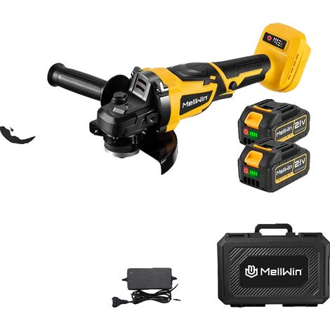 Smerigliatrice angolare elettrica, motore brushless, applicazioni versatili, 2 batterie incluse. (1/2)