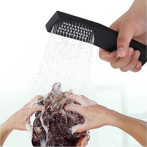 Pommeau de douche à main en cuivre noir avec réservoir à isolation thermique, raccord 100 % laiton, jet haute pression économique pour salle de bain à domicile (1/5)
