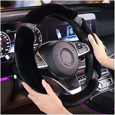 Couvre Volant - Housse Volant Universelle 38 cm - Antidérapante Respirante - Pour Voiture Hiver - Rose (1/5)