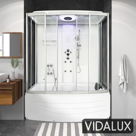 Vidalux SS1700 Steam Shower Whirlpool Bath 1700 x 900 White Glass