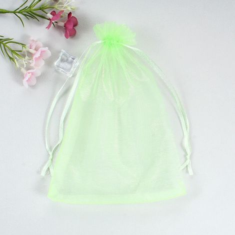 Lot 100 sacs protection grappes, organza raisins fruits, avec cordon, anti-guêpes oiseaux, 13x18cm vert (1/3)