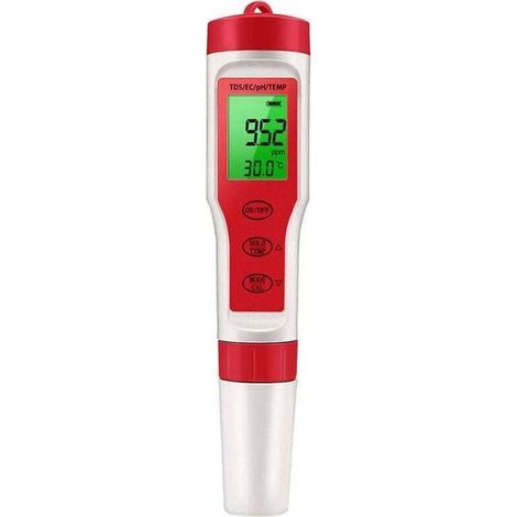 Lecteur de pH pour l'eau, testeur de pH de l'eau Haute précision 4 en 1 pH numérique,Outil d'essai EC TDS, détecteur de compteur de température pour l'eau à domicile, hydroponie, aquariums, piscines (1/4)