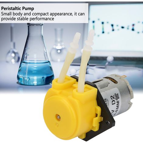 Pompe péristaltique DC12V jaune compact pour eau et fluide aquarium labo analyse tube 24mm (1/5)