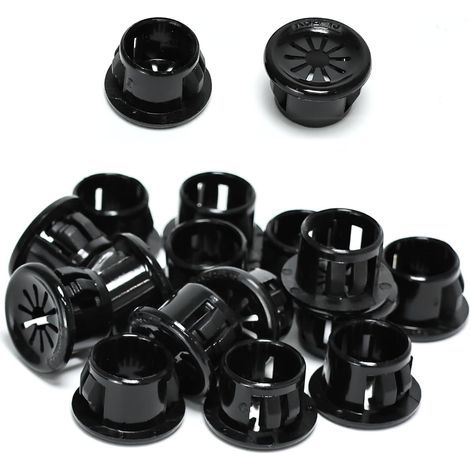 50 cable clips, 13 mm diameter, round nylon cable clips for office cables, black (1/5)