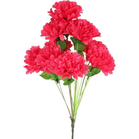 Künstlicher Strauß aus 10 rosa Chrysanthemen mit Gras – Dekoration für Allerheiligen (1/3)