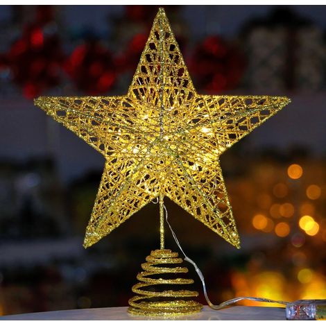 Étoile de sapin de Noël avec lumières LED (doré, 25 cm - 25 cm)