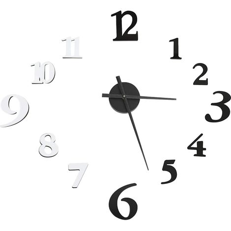 vidaXL Reloj 3D de pared con diseño moderno blanco y negro 100 cm XXL (1/2)
