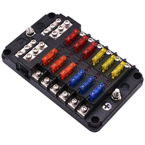 Porte Fusible Voies Étanche Indicateur LED Boîte de Rangement pour Fusible à Entrée pour Bateau Noir (1/5)