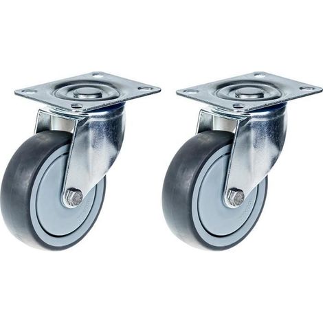 Rueda giratoria - ZHONGSHAN - 100mm - Caucho gris - Capacidad 220kg - Lote de 2