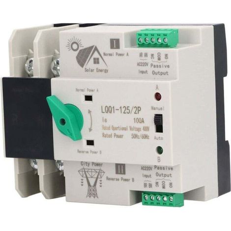 Commutateur de transfert automatique à double alimentation, AC400V 100A 2P Milliseconde, Commutateur de générateur à double alimentation, Disjoncteur électronique domestique. (1/4)