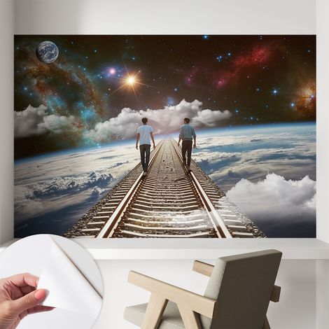 Fotomurale adesivo stickers - murali decorativo - soggiorno moderno - effetto realistico - Viaggio cosmico 104x70 cm (1/5)