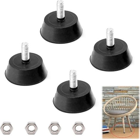 Lot de 4 pieds en caoutchouc à visser - M8 x 35 mm - Pieds réglables M8 - Vis de réglage - Pieds réglables - Résistant à l'humidité et antidérapant - Pied en caoutchouc pour meubles, appareils (1/5)