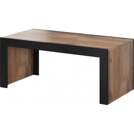 Cama MUEBLES Mesa de centro Mila - Roble Wotan/Negro, mesa de centro moderna (1/2)