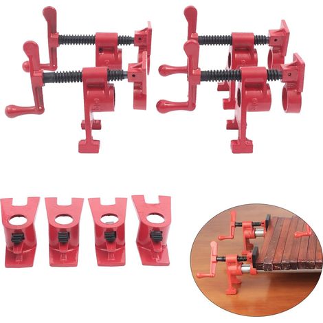 Lot de 4 Pince à Bois 3/4" Serre Joints à Bois Clips pour Tuyaux,Pour le Travail du Bois Pince à Serrage Rapide Pince à Bois,Pour Fixation de Plaques Pince à Bois(Rouge)