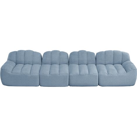 CHICFURN Divano modulare 366x104x79 cm blu, forma a conchiglia, 4 posti, senza montaggio (1/5)