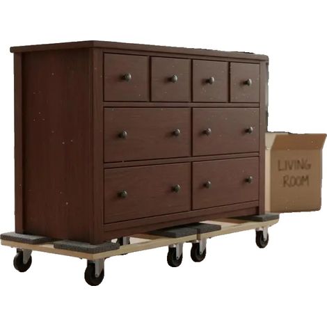 Carrello portamobili, 4 ruote, grande capacità, rosso (1/2)