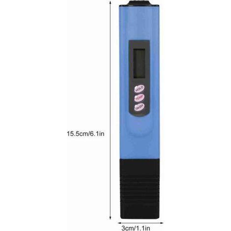 Testeur TDS - Compteur Numérique LCD pour Qualité Eau - Mesure Pureté Eau Filtrée Aquarium Piscine Hydroponie - 0-9999 ppm - 15,5 x 3 x 1,6 cm - 1 Pièce (1/4)