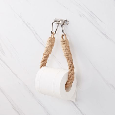Porte-serviettes mural en corde pour papier toilette, style marin, accessoires de salle de bain-AquaForge (1/4)