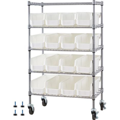 Mophorn Standregal mit 5 Ebenen & 16 Stapelboxen, Regal mit Rollen für Garage, Lager, Büro, Restaurant, Klassenzimmer und Küche, 610x355x1065 mm (1/5)