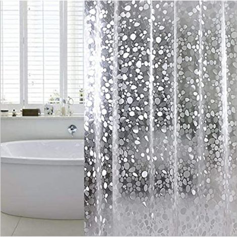12 Crochets Douche Anti-Moisissure Rideau Douche EVA Anti-Moisissure 3D Rideau Douche Rideau Douche Transparent avec ,Impermable Antibacterial, pour Baignoire, Salle de Bain