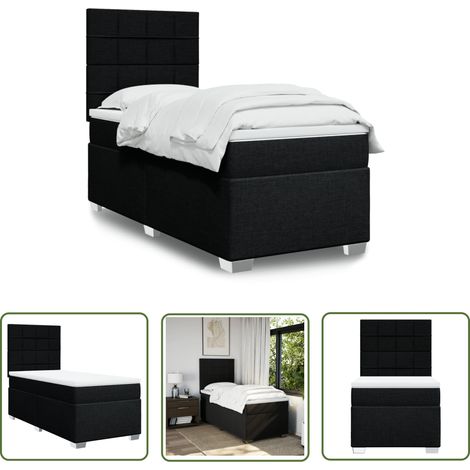The Living Store Boxspringbett mit Matratze Schwarz 90x190 cm Stoff - Boxspringbett - Doppelbett - Schlafsystem - Bettsofa - Bettgestell (1/5)