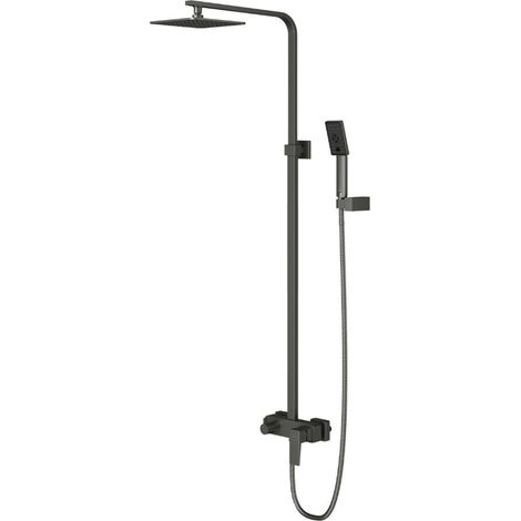 OMNIRES Parma - Duschset mit Armatur, 20x20 cm, 3 Strahlarten, gebürstetes Graphit PM7444GR (1/2)