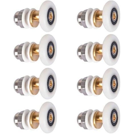 Lot de roulettes de douche 25 mm, roulements à rouleaux pour porte coulissante de douche (1/5)