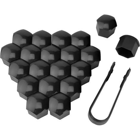 20 Pièces 20mm Capuchons D'écrou de Roue Voiture, Boulon de Roue Couvre-Écrous de Pneu, Capuchons D'écrou De Roue, Cache Boulon Jante, Applicable à la Plupart des Véhicule(Noir) (1/5)
