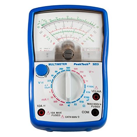 Multimetro analogico PeakTech P 3385, Dispositivo di misura con voltmetro, amperometro, tester di continuità, ohmetro, Fino a 600V AC DC 10A, adatto per installazioni elettriche a 230V (1/4)
