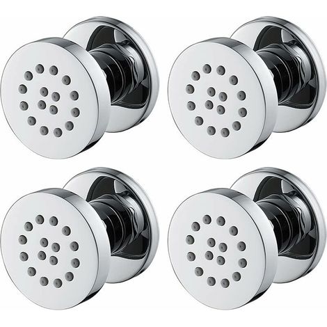 Jets Latéraux Chromé Jet de Corps en Laiton Réglables Pulvérisation de Buse Ronde Mural Jets de Massage Douche pour Accessoires de Salle de Bain, 50x50mm,4 Pack (1/5)