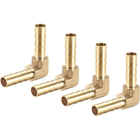 6 mm Barbed Brass Hose Connector 90 Degree Elbow Pipe Connector Coupler Hose Adapter 4Pcs (1/3)