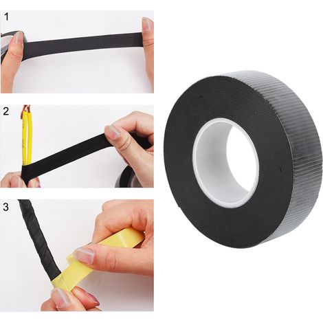 2 rouleaux de ruban isolant électrique auto-amalgamant haute tension, étanche et auto-adhésif, 0,8 mm x 22 mm x 5 yards (1/5)