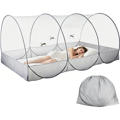 Moustiquaire pour lit, voyage, 190 x 90 x 90 cm, moustiquaire à déploiement rapide pour lit, camping et maison, moustiquaire pliable avec fermeture à glissière (1/5)