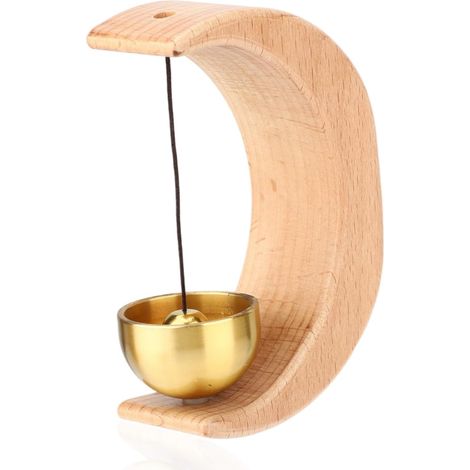 1 Cloche magnétique, forme lune, bois et cuivre, alerte entrée, pour maison café véranda