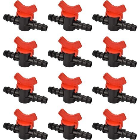 Vanne de régulation en plastique, raccord pour tuyau d'arrosage, vanne de dérivation à embout cannelé pour irrigation goutte à goutte (tuyau de 16 mm). (1/5)