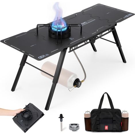 Réchaud à gaz de camping avec table pliante IGT pour cuisine en plein (1/5)