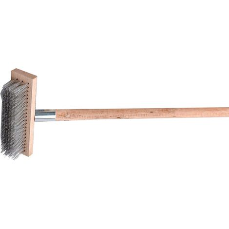 Brosse abrasive robuste de 20 cm pour sols à surface rugueuse, avec fil d'acier inoxydable. Idéale pour les grandes terrasses, les allées, les marches, les patios, les carrelages et le béton. Bâtonnet (1/5)