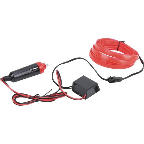 Bande lumineuse LED de 3 mètres pour éclairage intérieur automobile, câble d'alimentation allume-cigare, lumière rouge néon (1/5)