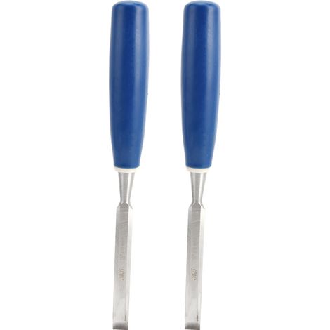 Ensemble de 2 ciseaux à bois haute dureté avec manche bleu pour le travail du bois, ciseau plat à rainurer 1/2 po (1/5)
