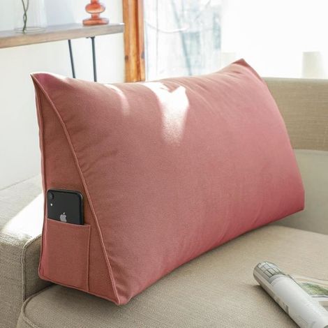 1 coussin de lecture triangulaire, velours côtelé, soutien dorsal ergonomique, pour lecture/travail, canapé ou lit (1/4)